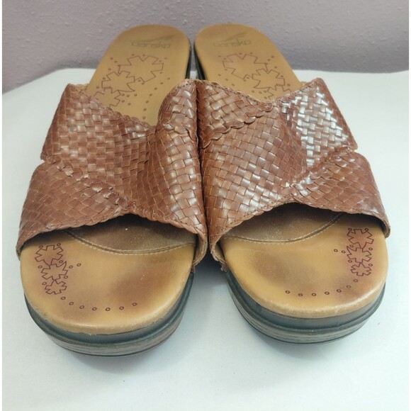 Dansko Mila Woven Vegan Leather Stapled Clog Sandals Honey Brown Size US9/EU40 - Picture 2 of 8